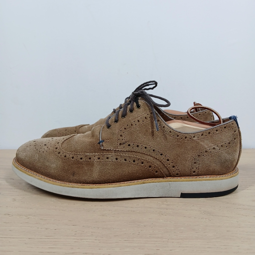 Blake McKay Carson Tan Suede Leather Wingtip Oxford Brogue Shoes 404